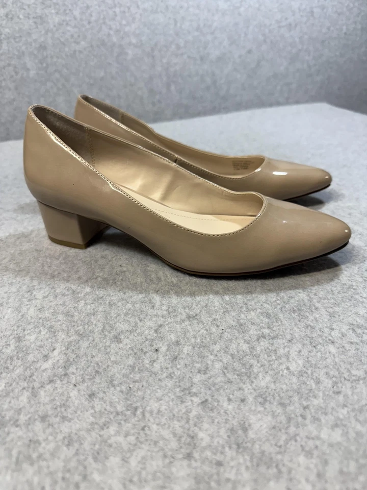 Zapatos de salón Alfani Step N Flex para mujer talla 7,5 M beige tacón ancho cómodos Foto 4 de 4