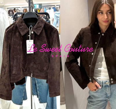 ZARA NWT WOMAN FW25 100% LEATHER SHORT JACKET DARK BROWN 8073/254