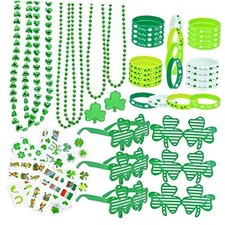 96Pcs St. Patricks Day Party Favors Set Shamrock Glasses Necklaces Green