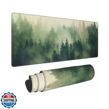 Green Forest Pine Fog Mountain Tree XXL XL Large Gaming Mouse Pad for Desk, N