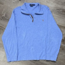 Polo Ralph Lauren Blue Quarter Zip Pullover Sweater Mens XXL Casual Pony Logo