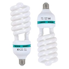 2 X 85w Light Bulb 5500k Cfl Daylight Spiral Softbox Bulb In E27 Socket For Phot