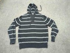Frederik Anderson Copenhagen Sweater Mens M Gray Striped Pullover Hooded