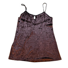 Vtg Womens Y2K 90s Brown Velvet Slip Mini Dress Whimsigoth Fairy Grunge Vampy L