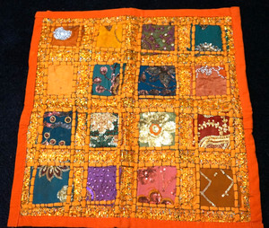 Hippie gypsy boho patchwork style orange pillowcase 16x16