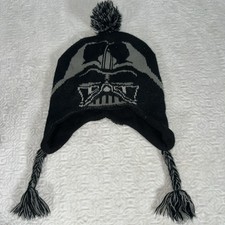 Star Wars Darth Vader Hat Kids Black Braided Tassel Flannel Lined Beanie