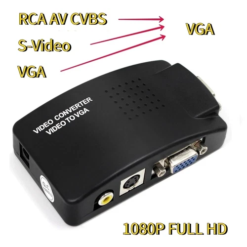 PC Laptop CCTV VGA to TV AV RCA S-Video Converter Adapter Composite HDTV LCD Box