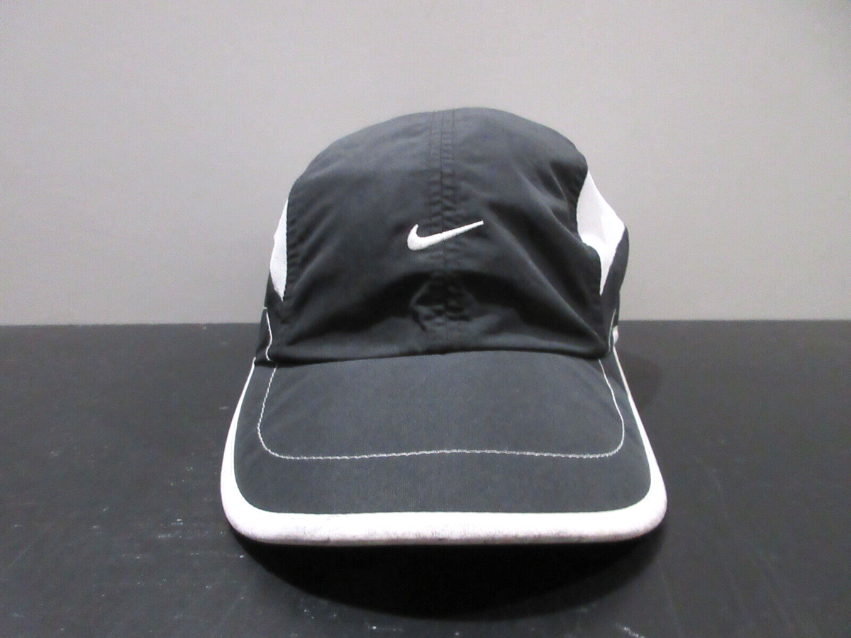 VINTAGE Nike Hat Cap Strap Back Black White Panel