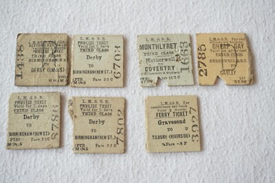London Midland & Southern Region Joint Railway Ticket x7 Ref 1
