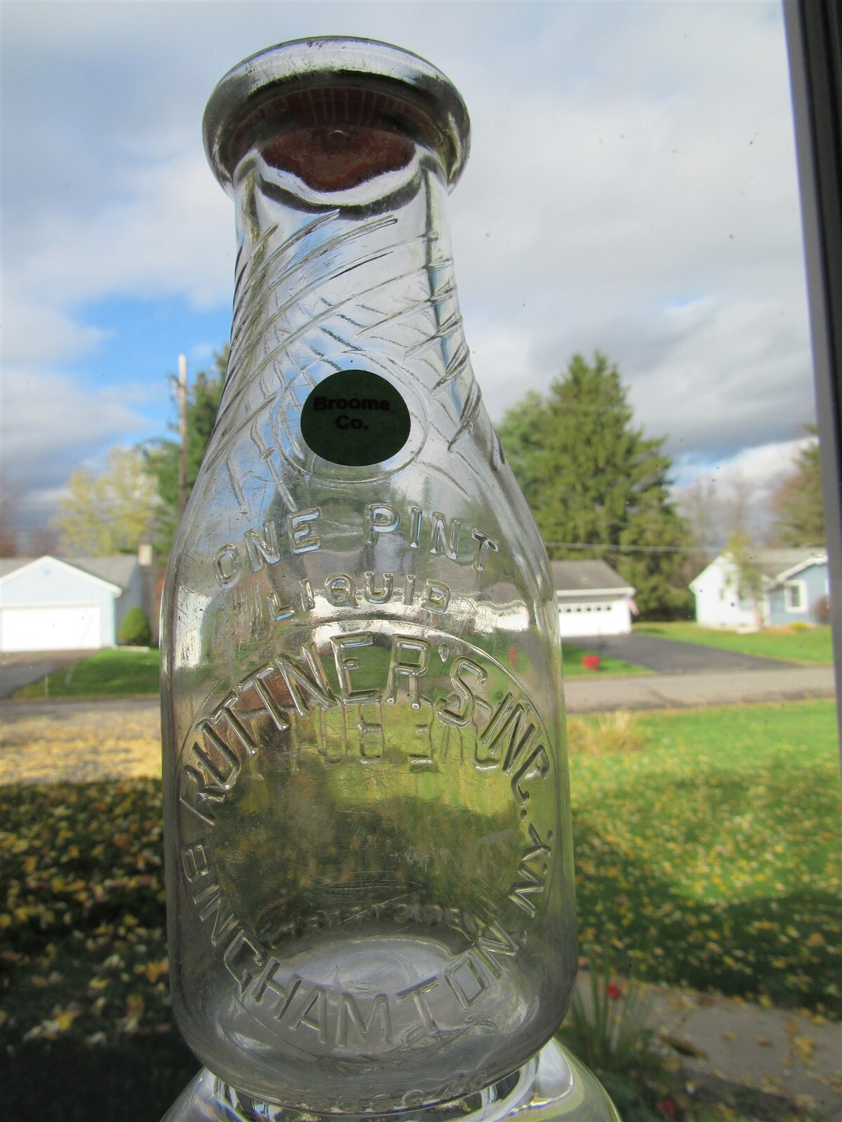 TREP Milk Bottle Ruttner Ruttner's Inc Dairy Farm Binghamton NY BROOME ...
