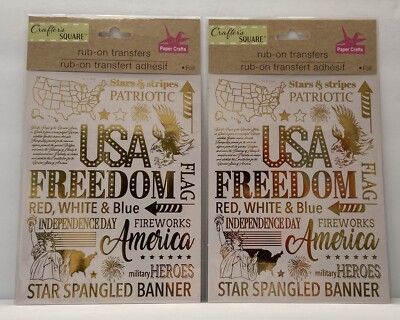 2 Gold Foil Rub On Transfers USA   America Freedom Arts & Crafts Scrapbook