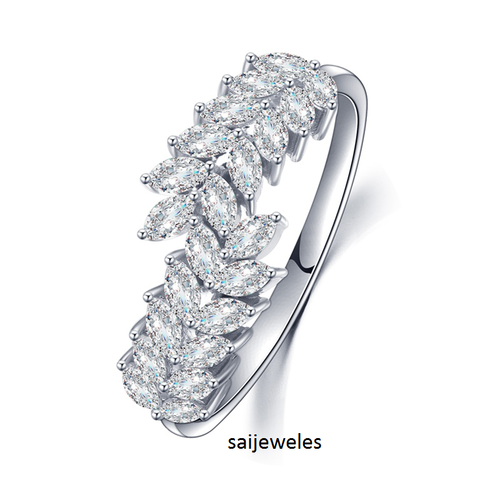 Anillo Banda de Boda Estilo Hoja Único 1,70 quilates Diamante Creado en Laboratorio Oro Blanco 14K Bien - Imagen 7 de 8
