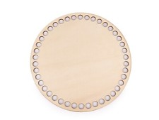 Korbboden, Holzplatte, rund, gro&szlig;e L&ouml;cher - Deckel - H&auml;keln, Makramee - &Oslash; 20 cm