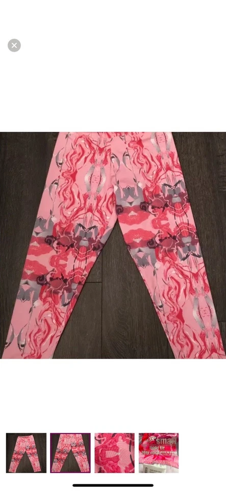 Leggings femininas pequenas Capri rosa e cinza/ginásio/ioga Stay Cool - Imagem 2 de 4