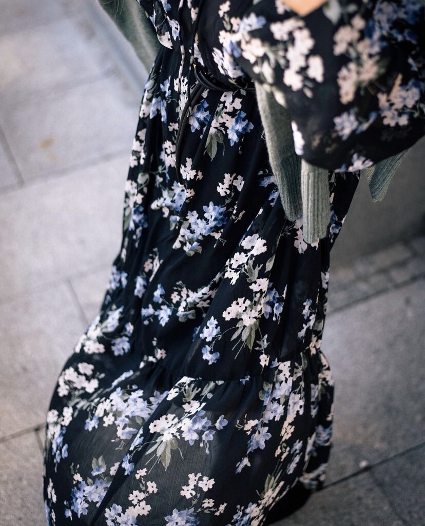 H&M Long Chiffon Floral Print Dress New | eBay