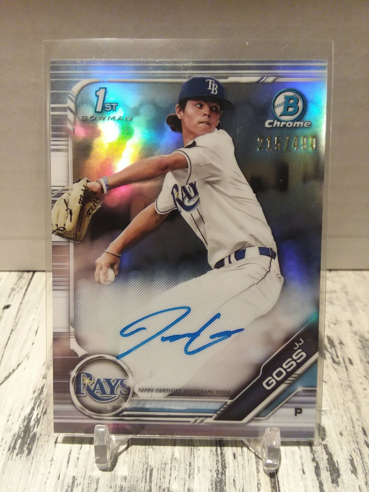 2019 Bowman Draft Chrome 1st JJ Goss Refractor Auto 215/499 Rays HOT ROOKIE RC