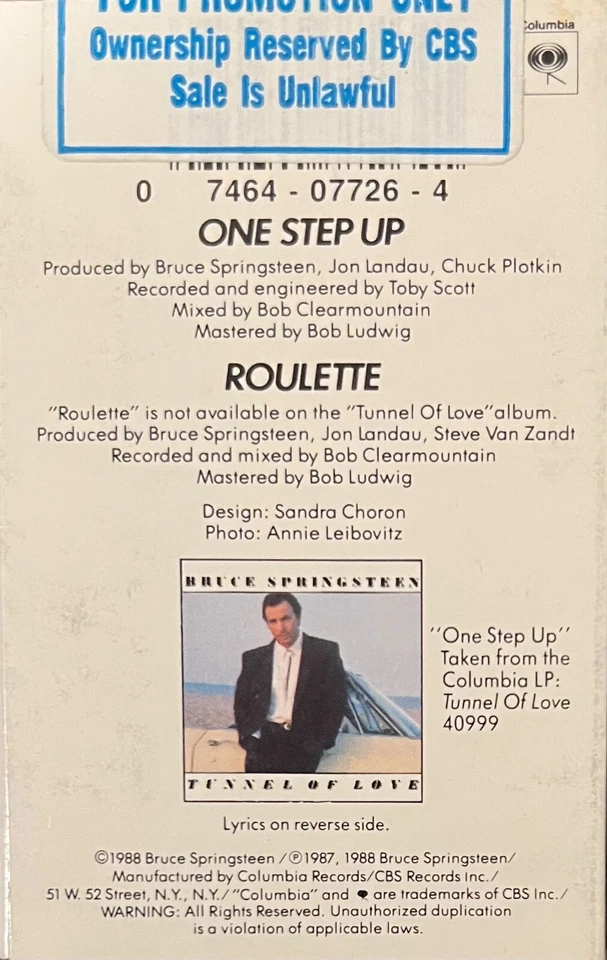 Bruce Springsteen PROMO "One Step Up" / "Roulette" Cassette Single NEVER PLAYED - Image 2 of 4