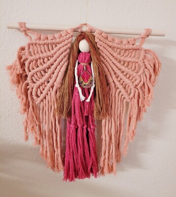 Macrame Handmade Wall Hanging Decor Crocheted Angel Doll Made From Cotton Thread