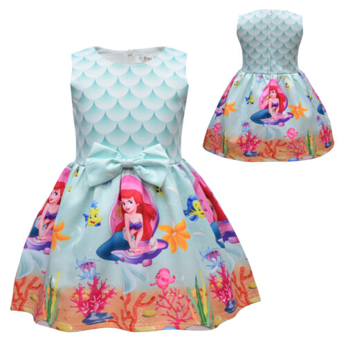 Ariel Prinzessin Kleid ärmelloser Rock Baby Cosplay Blume Schleife Kleid Mode - Bild 11 von 49
