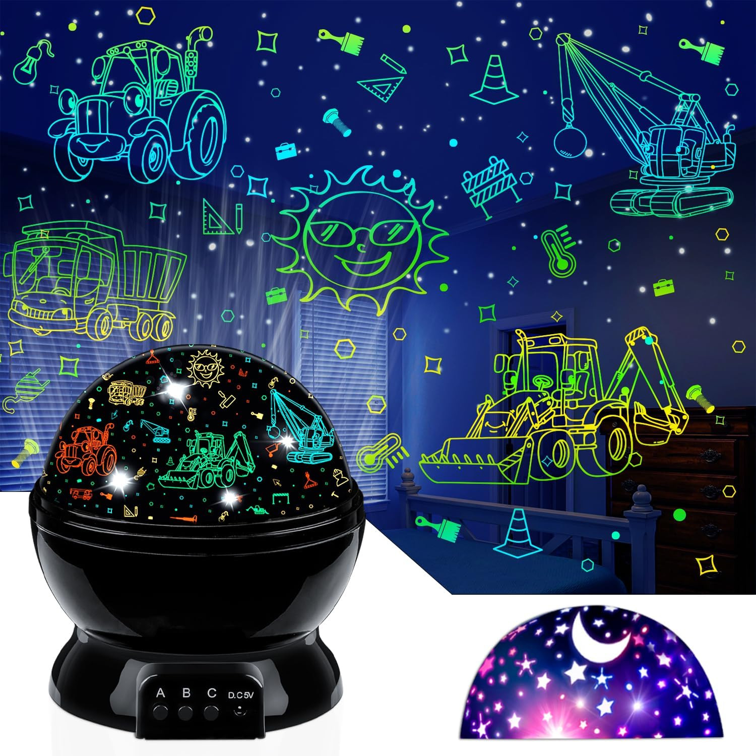 For Boys Age 3-5 Toddler Tractor Nightli...