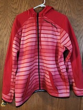 Under Armour Women s Size Large Pink with Black Logo Hoodie Full Zip Up Jacket