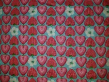 TEXTURED STRAWBERRY BLOSSOM STRAWBERRIES SPRING COTTON FABRIC 36" X 44"