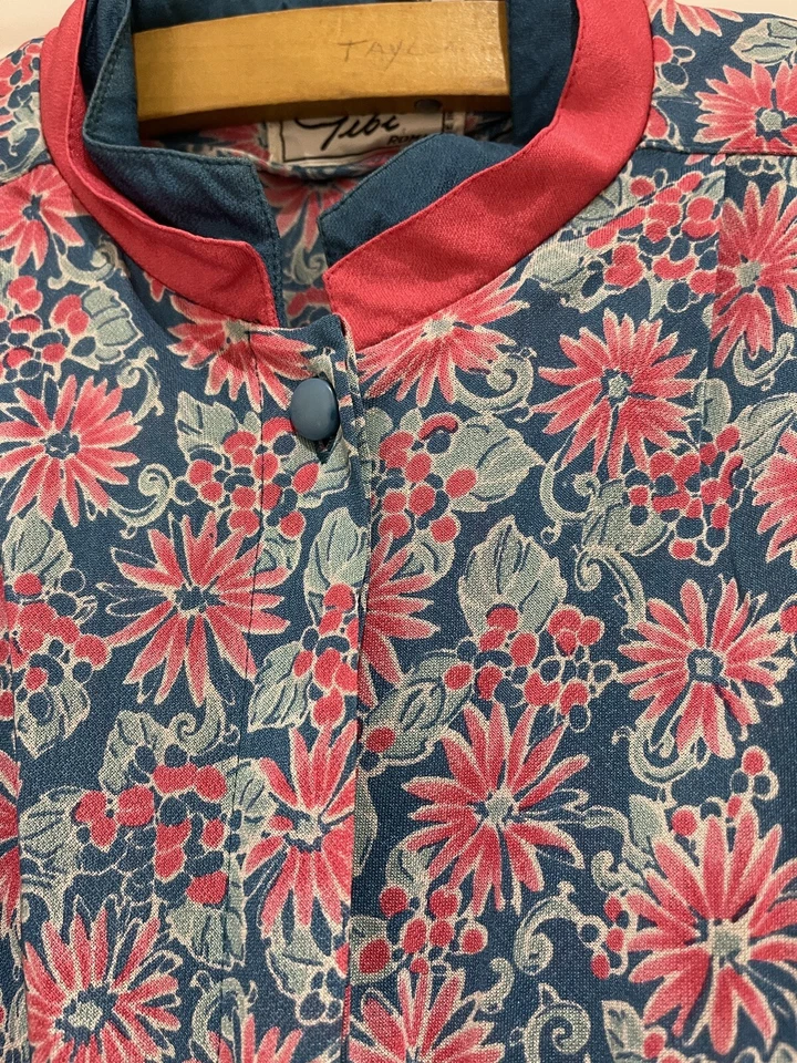 Vintage Dress Gibi Roma, med 12/14, long sleeve cuff, lined, pink/ green  - Image 4 of 4