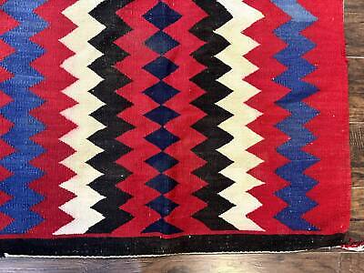 Antique Navajo Rug 3.7 x 2.8, Red Ivory Blue, Zig Zag Antique Navajo Rug 3.7 x 2.8, Red Ivory Blue, Zig Zag