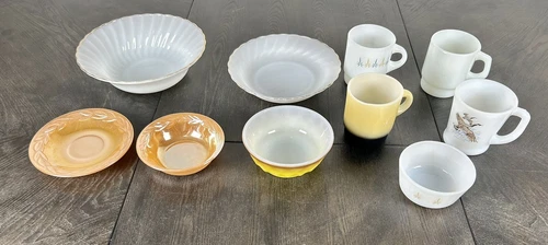 Lot Of 10 Vintage Fire King Dishes Bowls Mugs Plates Various Patterns