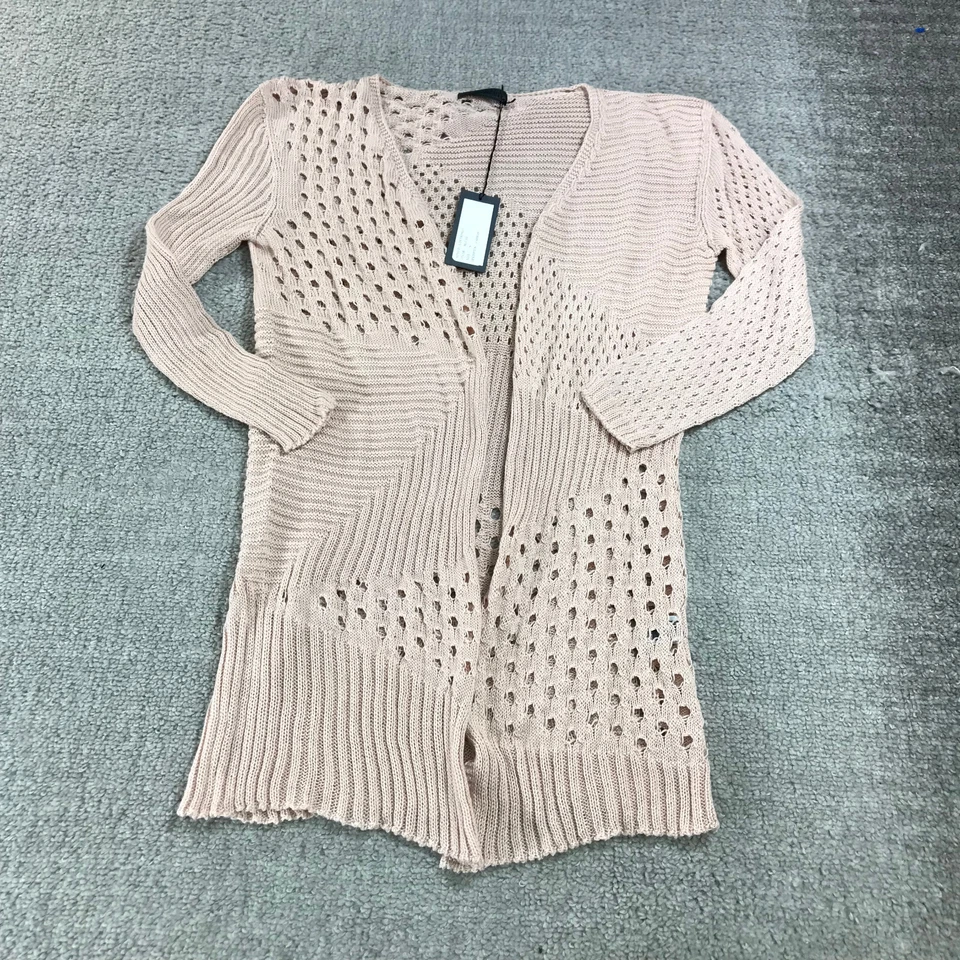 Richard Chai Suéter Mujer Pequeño Frente Abierto Cárdigan Rosa Melocotón Algodón Informal Foto 2 de 4