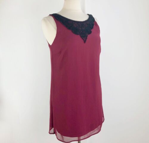 NUEVO Vestido Forever 21 Rojo Borgoña Cóctel Encaje Fiesta Mini Cambio M Mediano Nuevo con Etiquetas - Imagen 3 de 7