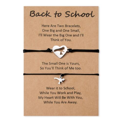 Back to School Gifts 2 Pcs Dinosaur Heart Bracelet Mommy and Me First Day of Sch
