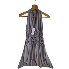 URBAN OUTFITTERS Dress Large Grey Marty Slinky Ruched Halterneck RRP £46 BNWT