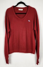 Izod Lacoste Men's Sz Large Vintage 80s 90s Burgundy Red Orlon Sweater USA Made