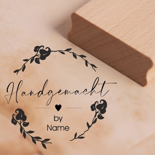 Motivstempel Handgemacht Vintage Kranz Name Herz Stempel Personalisiert Diy-image