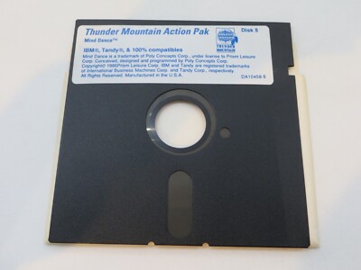 5.25'' Floppy Disc MIND DANCE Thunder Mountain Action Pak Disk 5 computer vtg