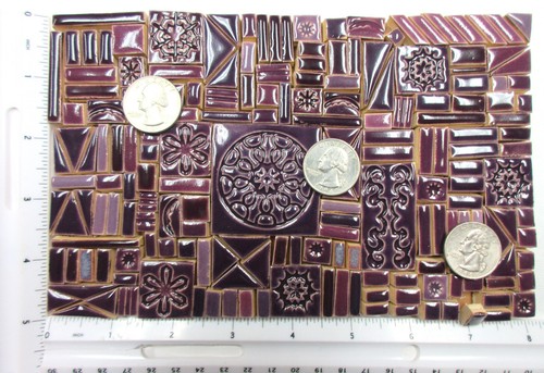 185+ Ceramic Mosaic Tiles, Purple Handmade Mixed Size & Textured Craft Tiles - Picture 2 of 6