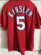 Majestic Cool Base Red Texas Rangers #5 Ian Kinsler AutoJersey w COA Sticker