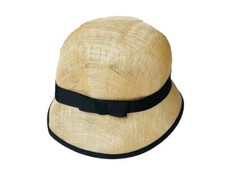 Heartfelt Jan Stanton 80s Cloche Hat 1920s Style Linen Black Bow Derby Fashion