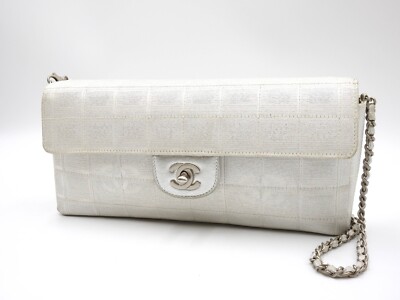 Auth CHANEL New Travel Line Chocolate Bar Chain Shoulder Bag