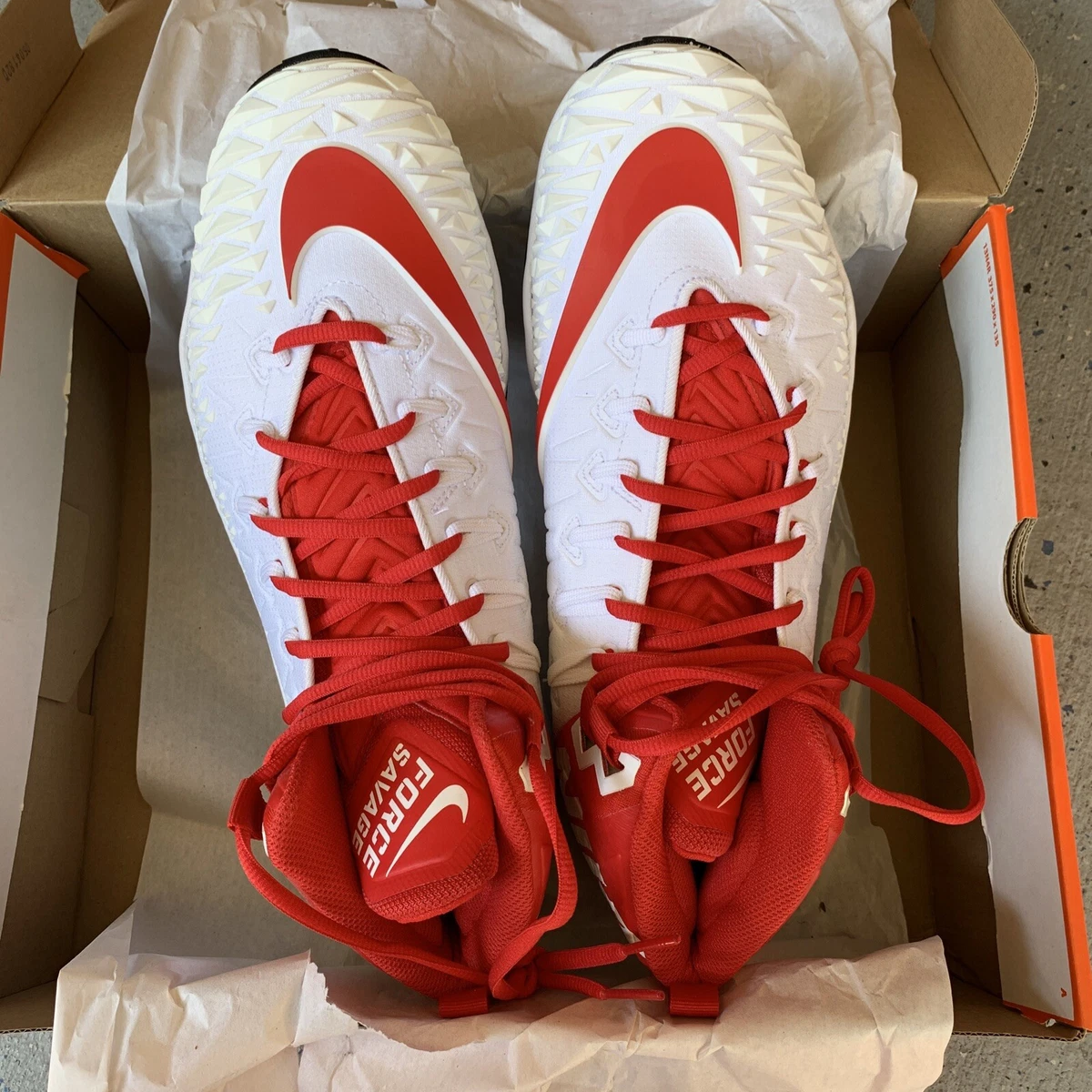 Nike Force Savage Pro Shark White Red 923306 166 Men s Size 15
