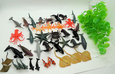 50 Lot Ocean Sea Creatures  Plants Plastic Figurines Some Minis Shark Whale