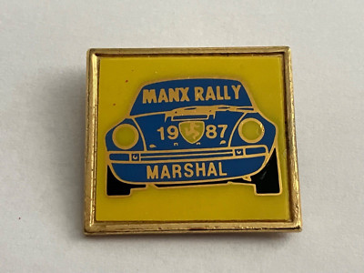 Isle of Man Pin Badge 1987 Vintage Manx Rally MARSHAL 32mm RARE