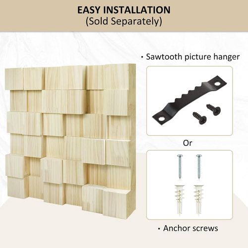 Wood Sound Diffuser - 24 X 24 X 2.8 Inches Thick Acoustic Diffusion Panels Add L - Picture 5 of 5