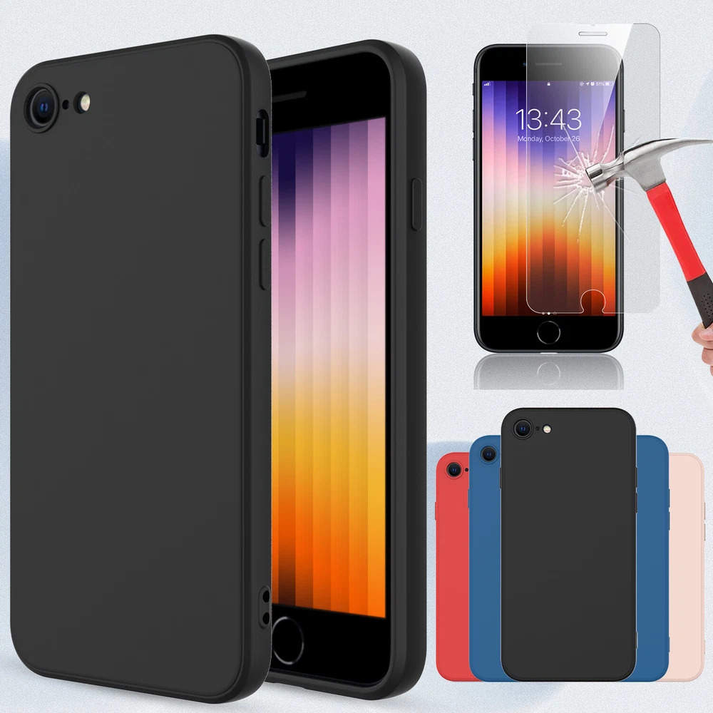 Phone Case For iPhone 7 8 SE 2nd 3rd 2022/2020 Liquid Silicone Screen Protector Phone Case For iPhone 7 8 SE 2nd 3rd 2022/2020 Liquid Silicone Screen Protector