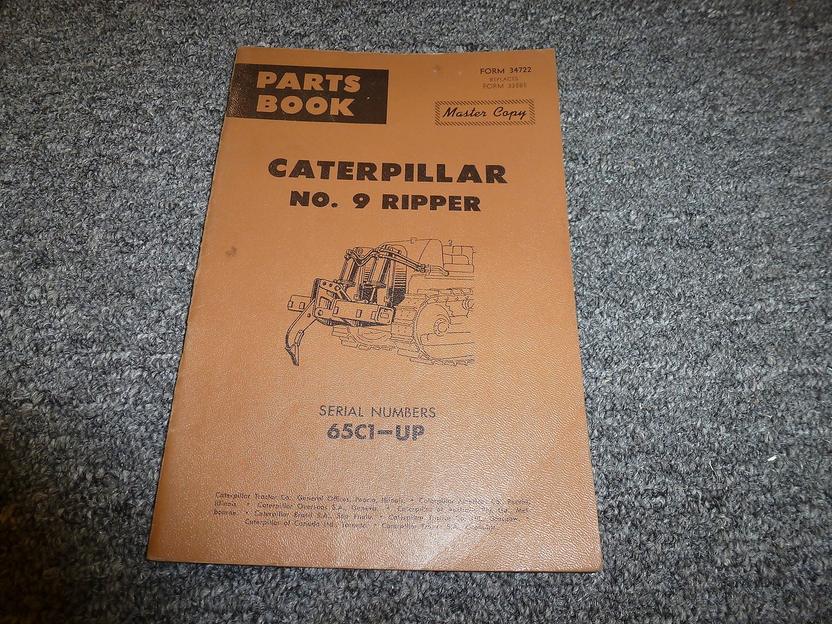 Caterpillar Cat 9 Ripper Attachment Parts Catalog Manual S/N 65C1