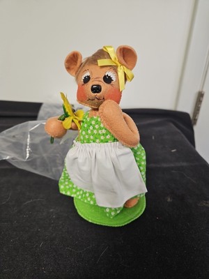 2019 Annalee Doll 7  Mama Honey Bear In Green Dress Flower W/Bee Bow Mom 
