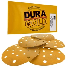Dura-Gold 400 Grit - 6" Sanding Discs - 17-Hole Hook/Loop for DA Sander - 50pk