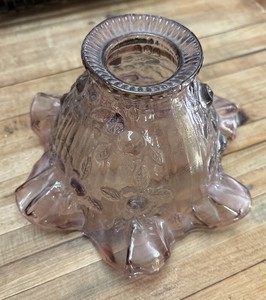 Antique Fenton Glass Pink Cabbage Dusty Rose Fairy Light Lamp Shade Vintage