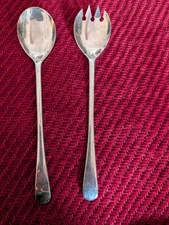 Vintage SilverPlate Salad Serving Fork And Spoon Made in Italy 9” Silver plated